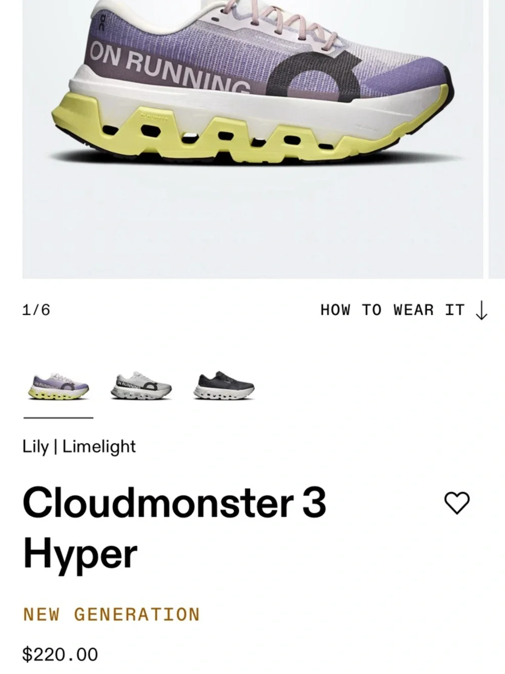 NIB! On Cloudmonster 3 Hyper Lily/Limelight - Picture 3 of 11